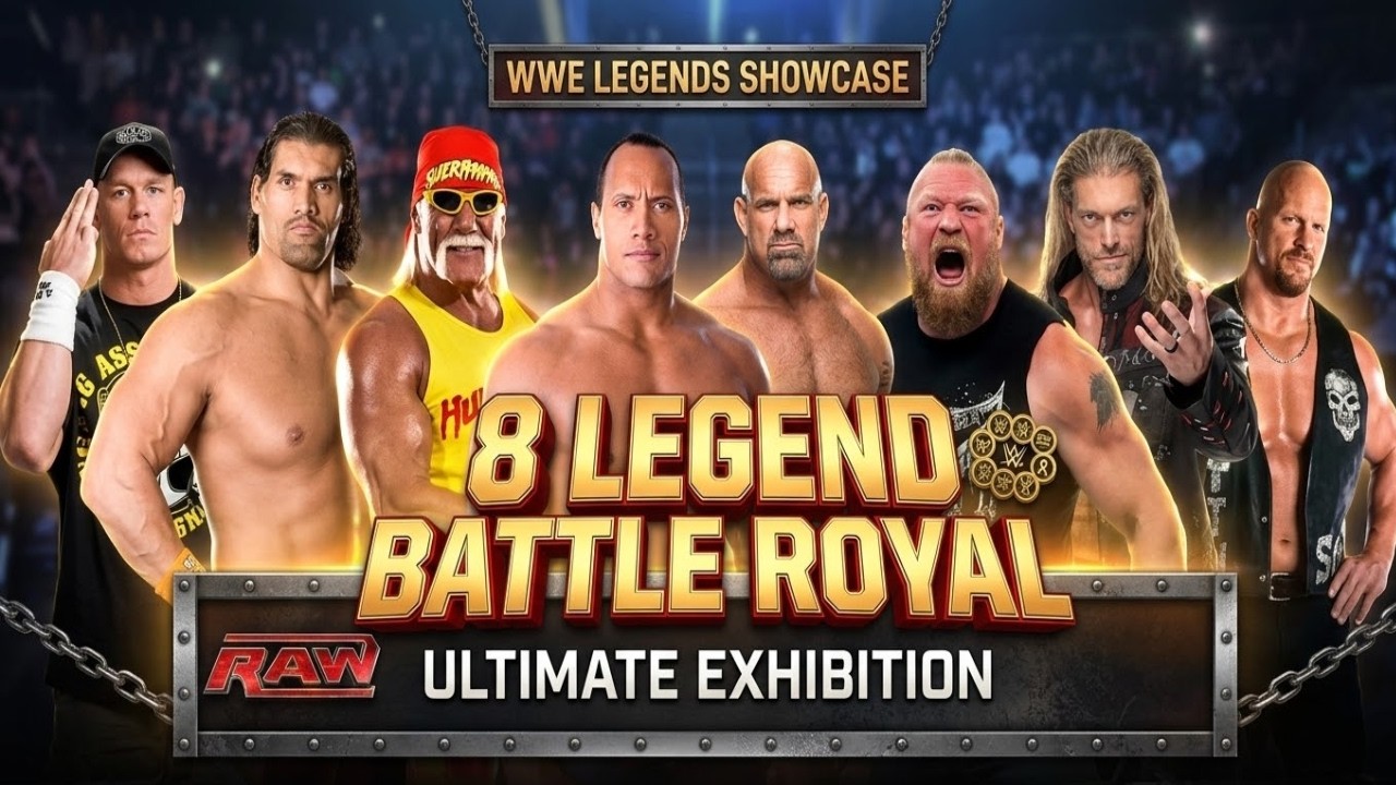8 LEGEND BATTER Royal : John , Brock , Rock, Khali & Hulk & Goldberg & stone cold Steve (Dream Team)