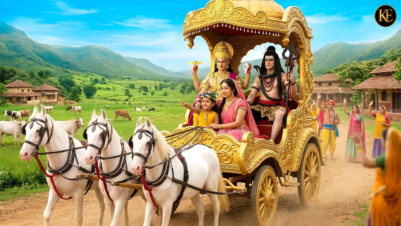 बाल कान्हा ने महादेव और नारायण को रथ से गोकुल लेकर आये