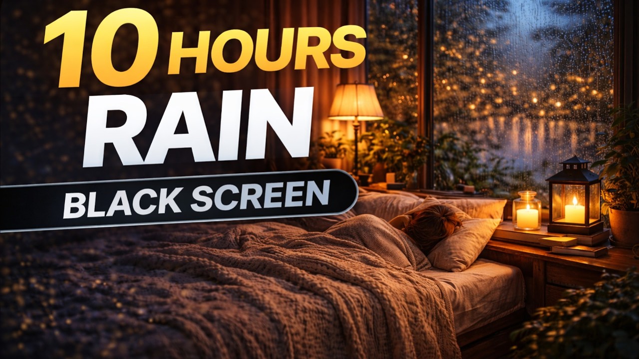 Rain on Window Sounds (Black Screen) • 10 Hours • Deep Calm