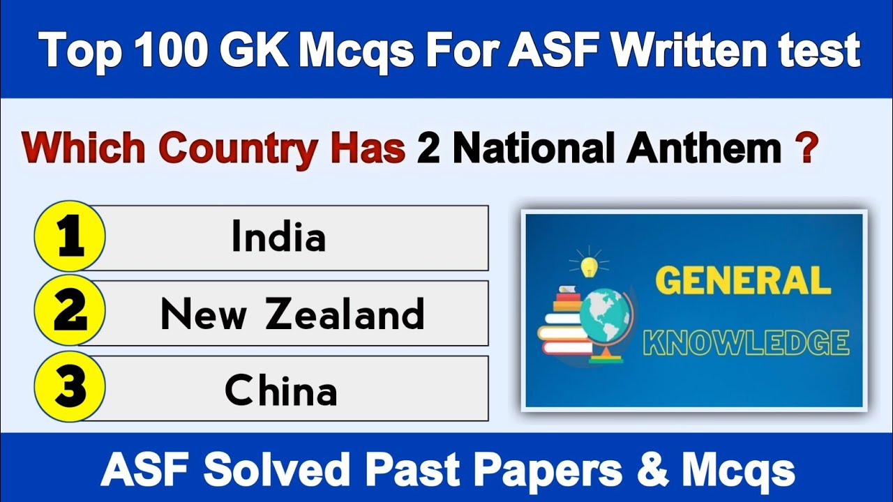 Top 100 Most Repeated General Knowledge Mcqs For ASF Written test | Top 100 GK questions Answers