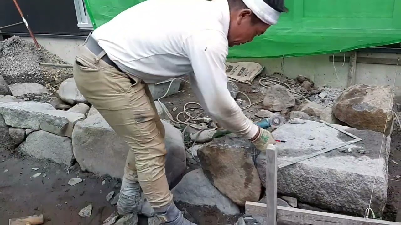 ストーンデッキ作成、下諏訪町東山田Y宅