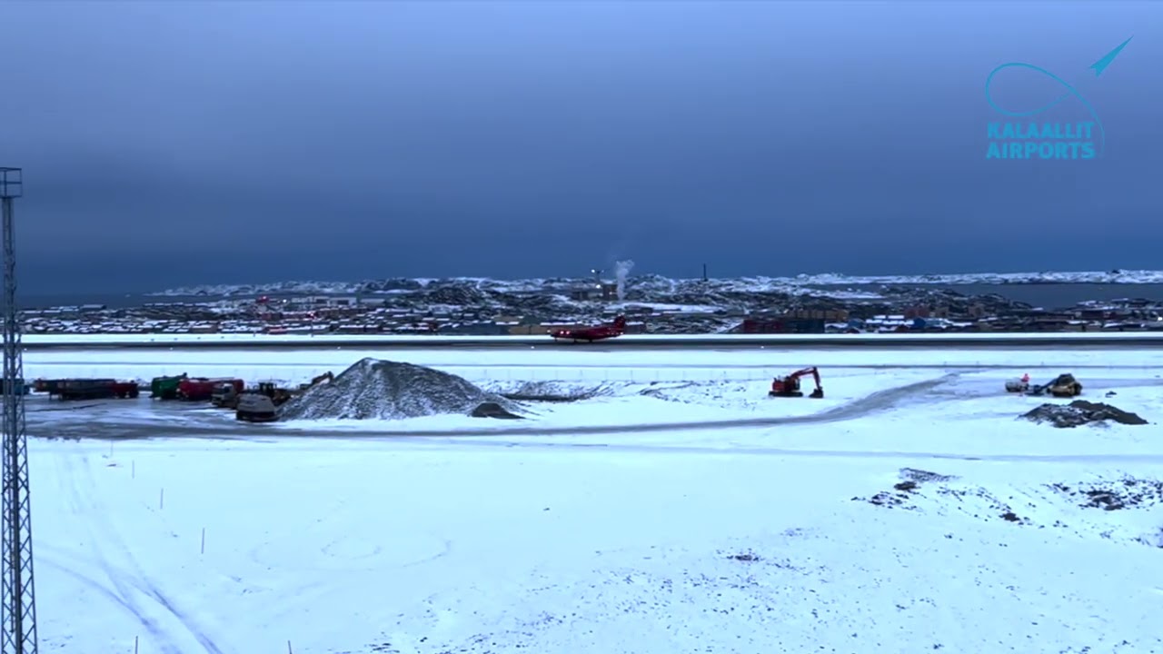 Take off at Nuuk Airport, first use of the new runway 3. November 2022