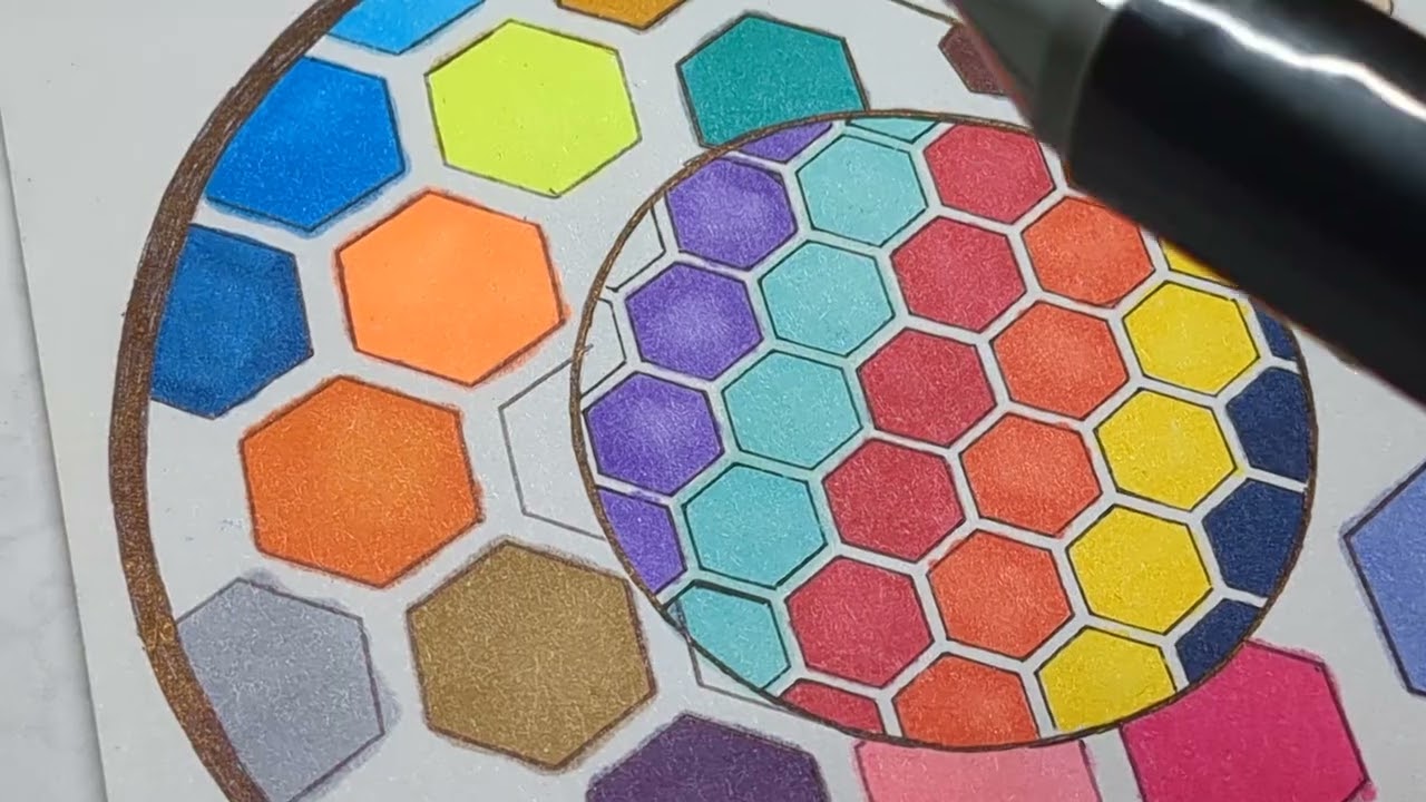Hexagon coloring | No talk ASMR | Satisfying simple shape meditation | color with me