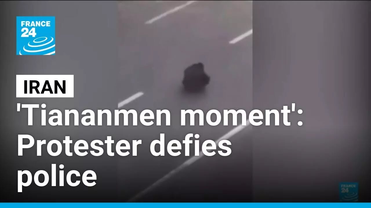 'Iran's Tiananmen': Video of protester defying police in Iran goes viral &bull; FRANCE 24 English