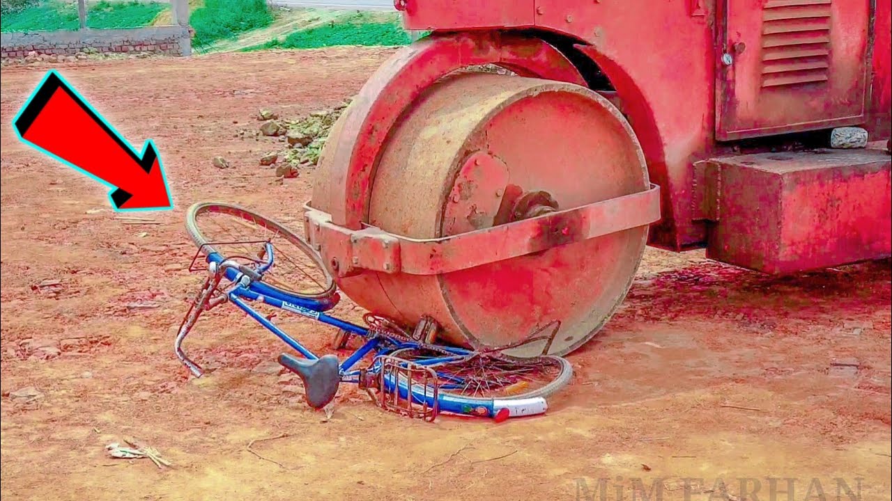 ROAD ROLLER VS CYCLE | Experiment Bicycle and Road Roller | Farhan Crazy Boy