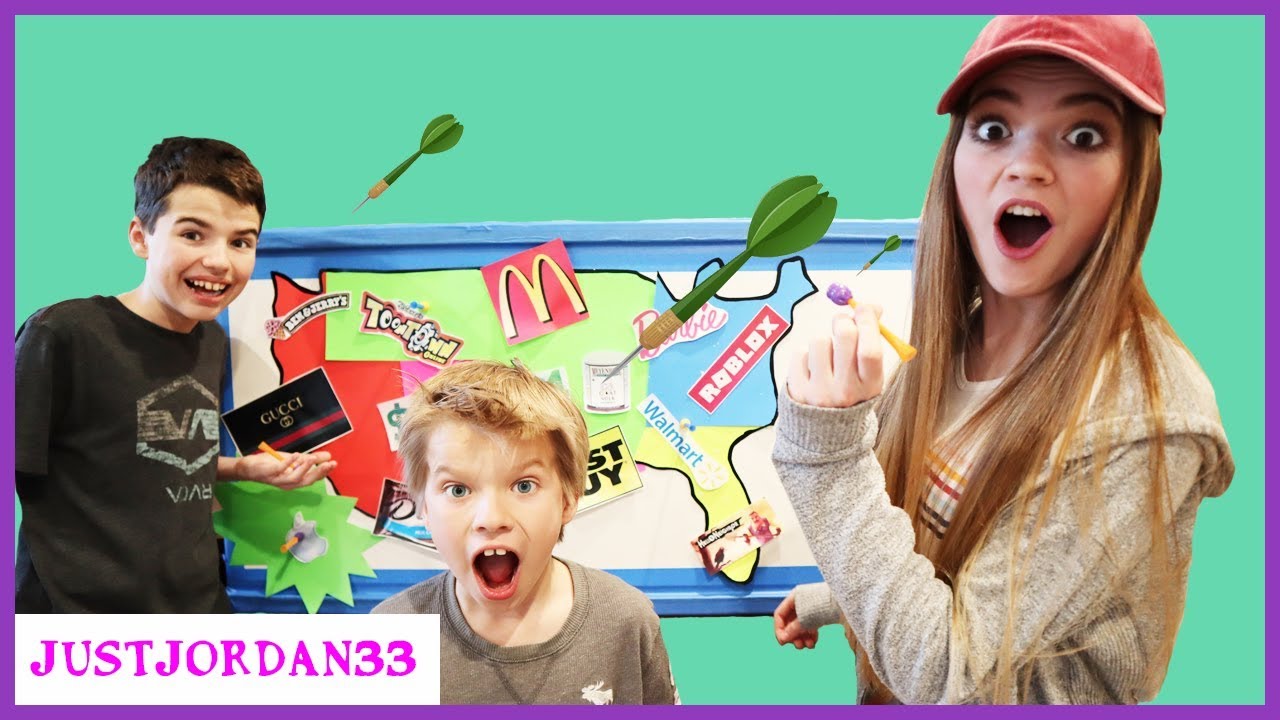 Throwing A Dart At A Map Eat It, Play It, Or Buy What Ever It Lands On! Sis Vs Bro / JustJordan33