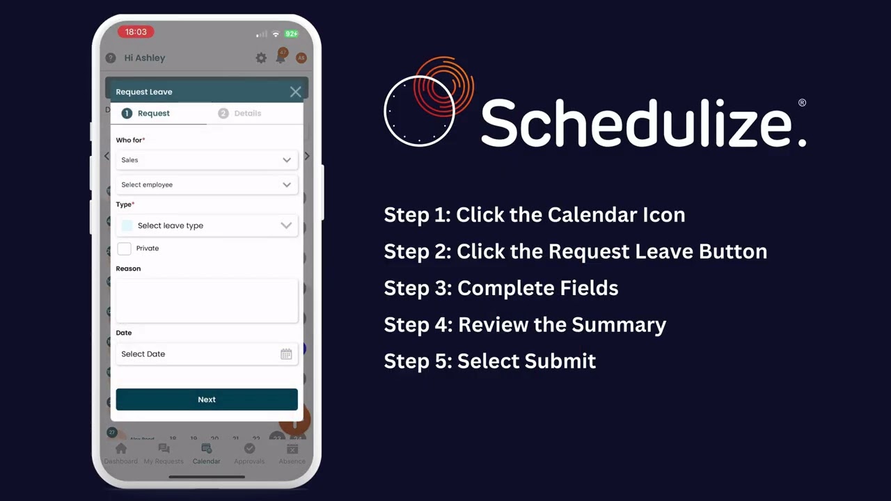 The Schedulize App - How to Book Leave for an Employee