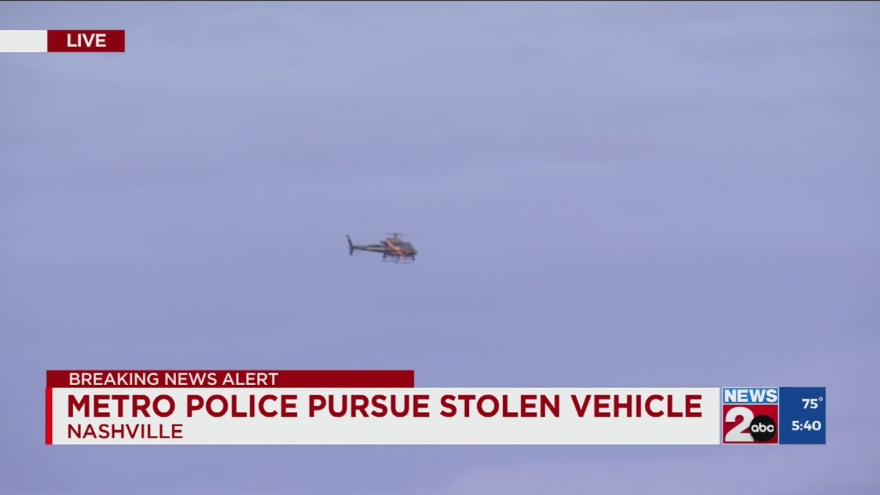 Metro Police pursuing stolen vehicle suspect through Nashville