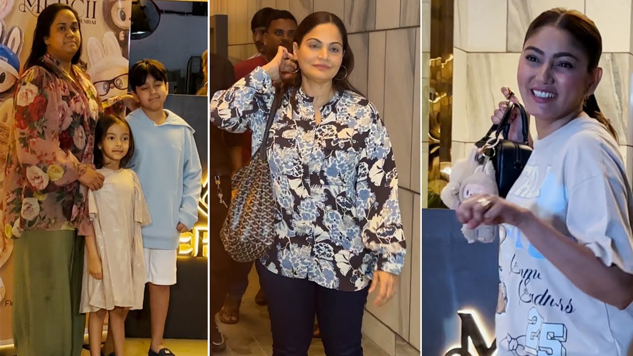 Arpita Khan With Her Kids,Alvira Khan,Sana Makbul,Tara Bhanushal Spotted At Mercii  For Labubu Party