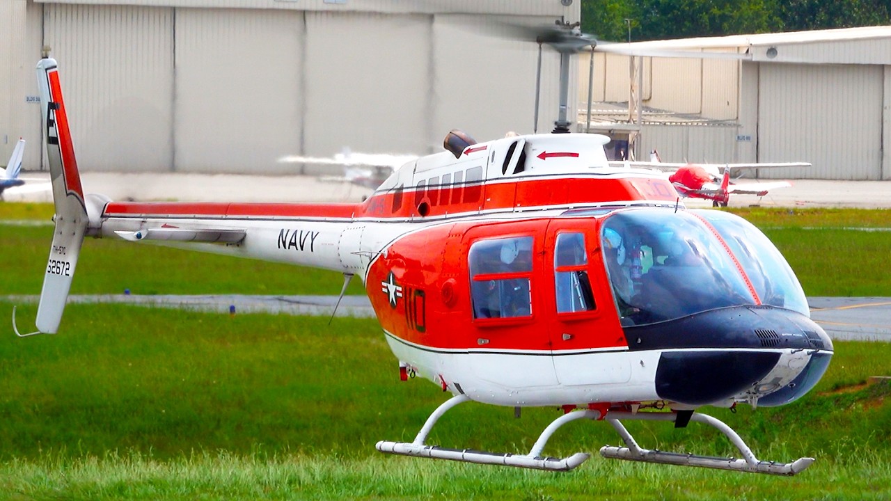 Triple TH-57C Engine Start, Taxi, and Takeoff | U.S. Navy Training Helicopters
