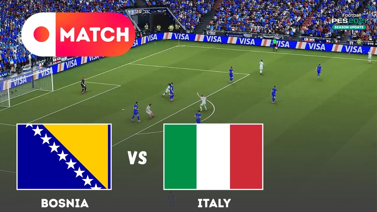 BOSNIA & HERZEGOVINA vs ITALY | World Cup Qualifying 2026 Simulation | eFootball PES 21 Gameplay