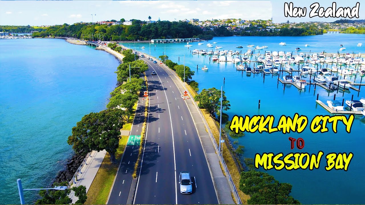Mission Bay Awaits: Fly Over Auckland's Iconic Waterfront in 4K