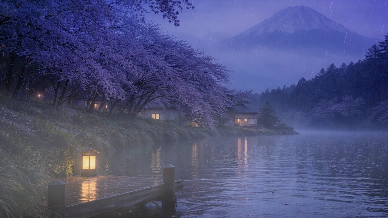 Rain at Dusk in Japan for Sleep | Mount Fuji | 7 Hours