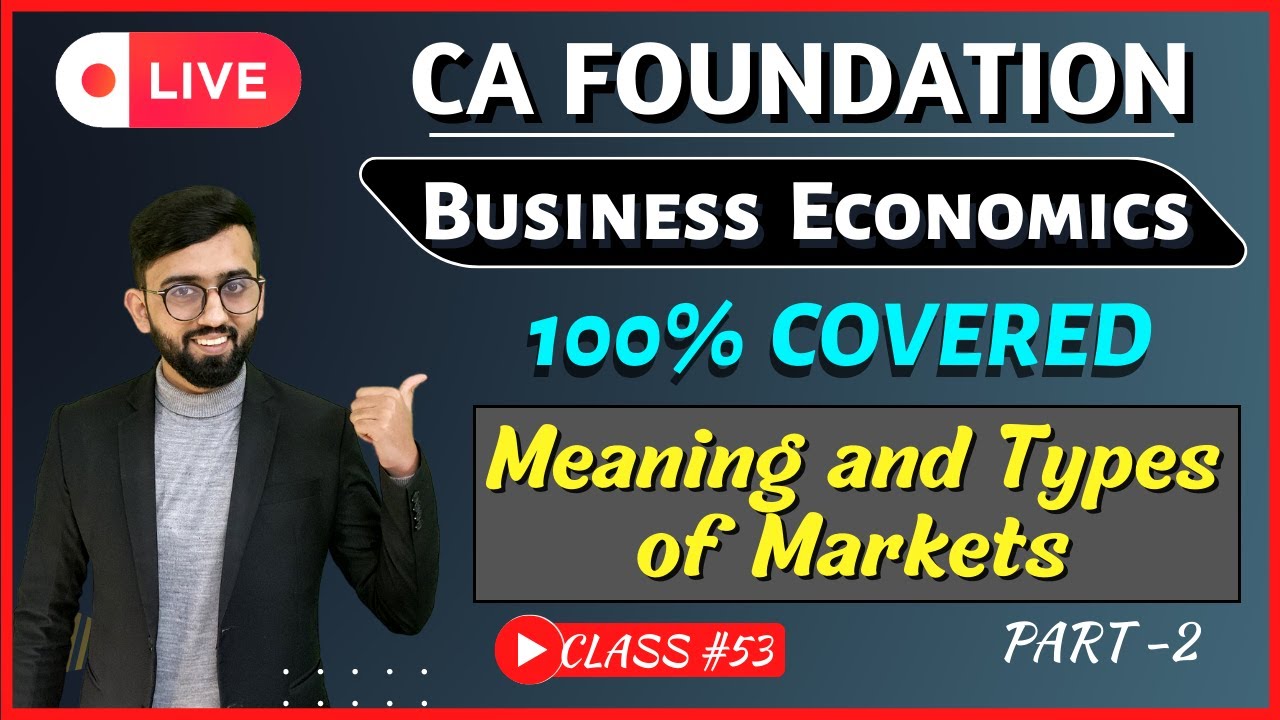 One Shot of Meaning & Types of Markets CA Foundation | Business Economics CA Foundation | Part-2