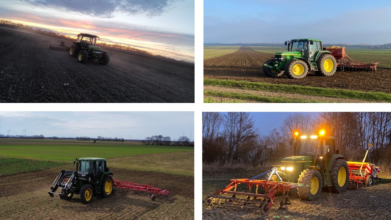 John Deere 6910, 6100 und 2140 | Herbst und Frühlingsaussaat | Weizen striegeln