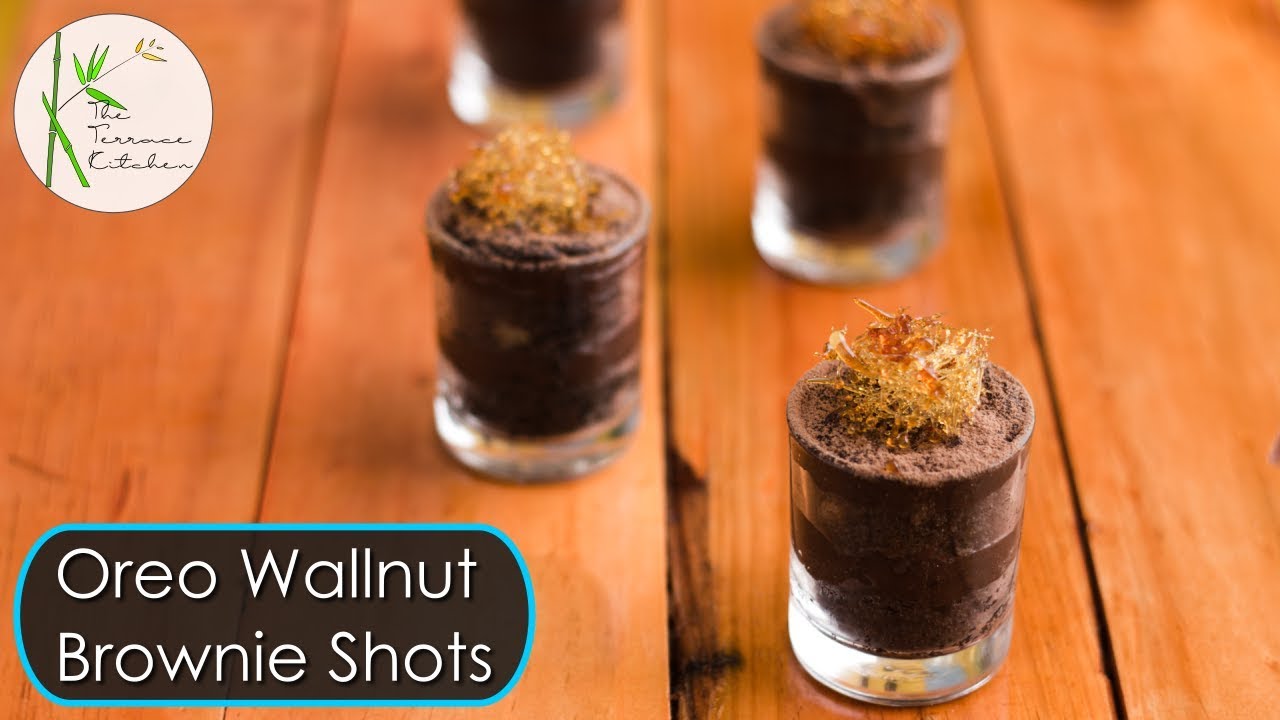 Oreo Walnut Brownie Shots