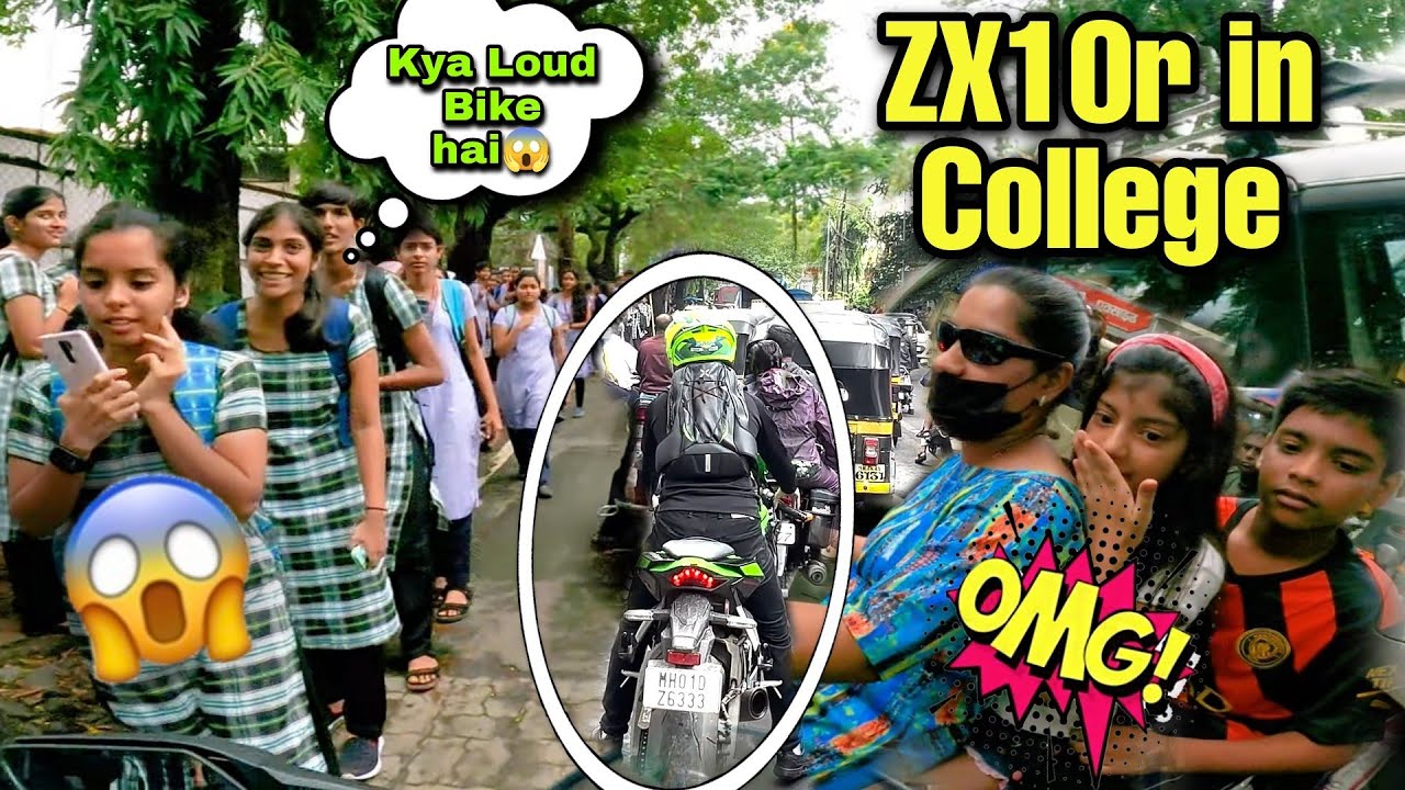 Cute college girls Lovely Reactions on Zx10r💚|Took my loud superbike to college🥵|College went crazy🤯