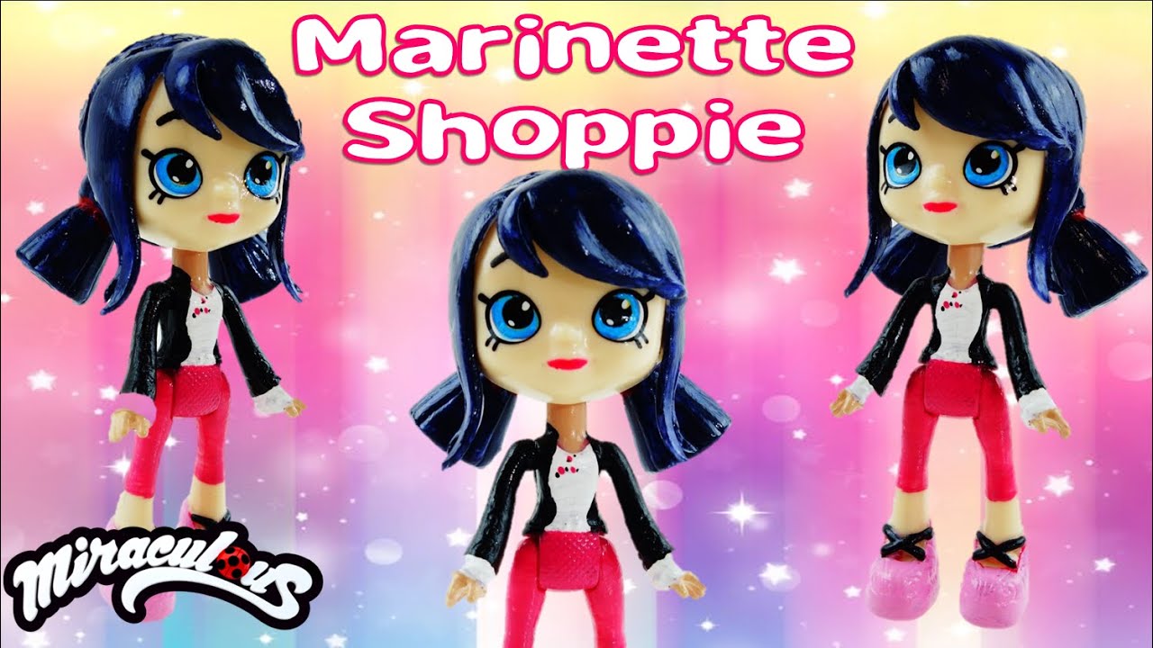MARINETTE SHOPPIE DOLL - Miraculous Ladybug & Cat Noir Shopkins Shoppie Doll Custom DIY Tutorial