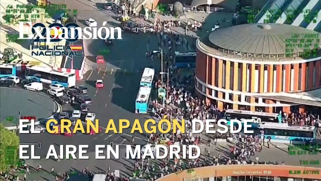 Así se vio desde el aire en gran apagón en Madrid