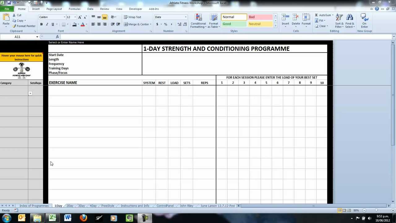 Демонстрация фитнес-семинара для спортсменов (не учебник по Excel)