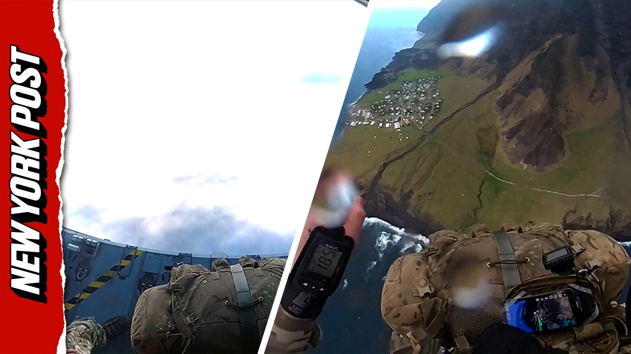 Dramatic Moment Paratrooper Jumps From Plane to Deliver Hantavirus Supplies