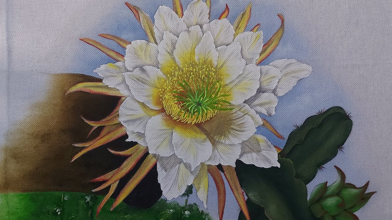 14 - Pintura 2026 -  Pintando flor de pitaya (parte 2)