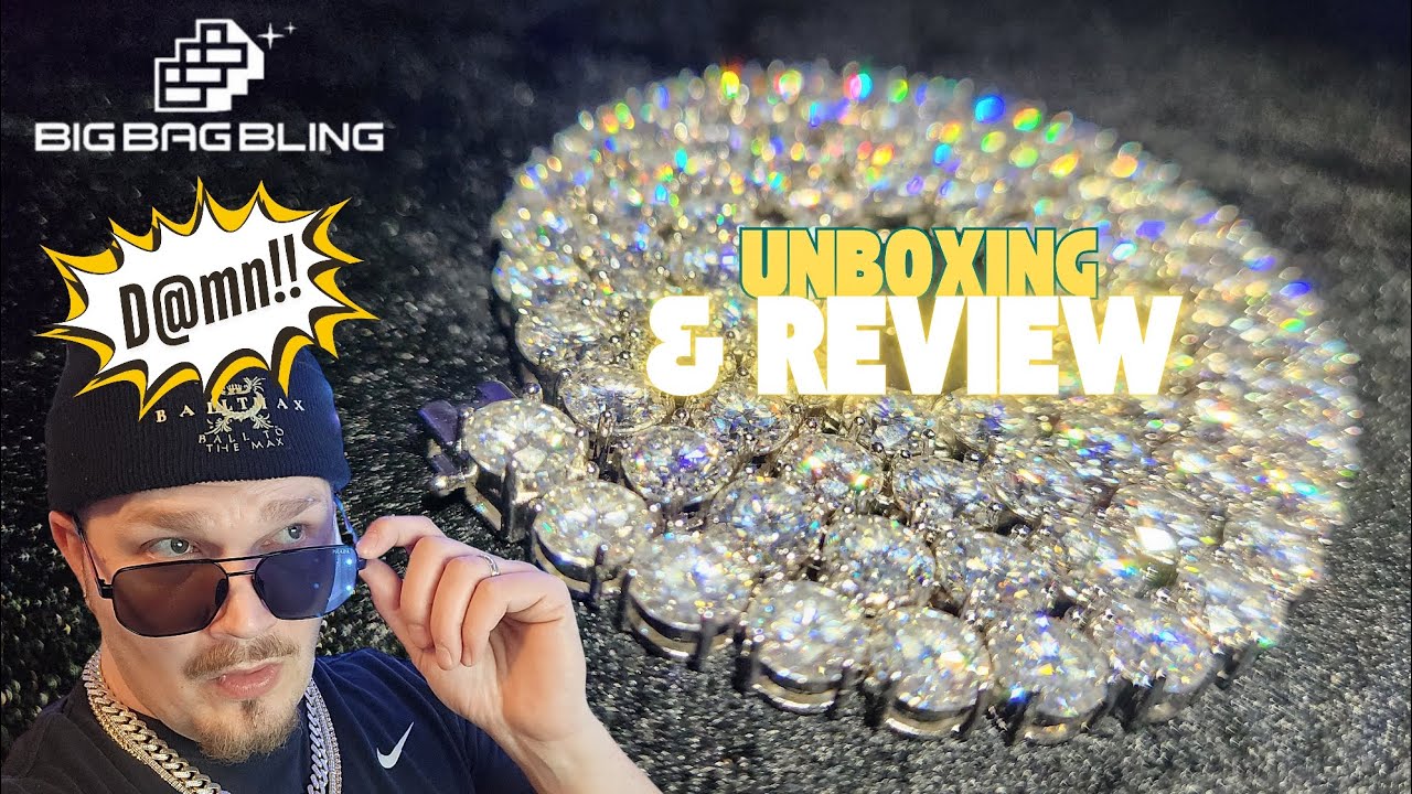 Распаковываем теннисную цепочку из муассанита толщиной 6,5 мм от Big Bag Bling!