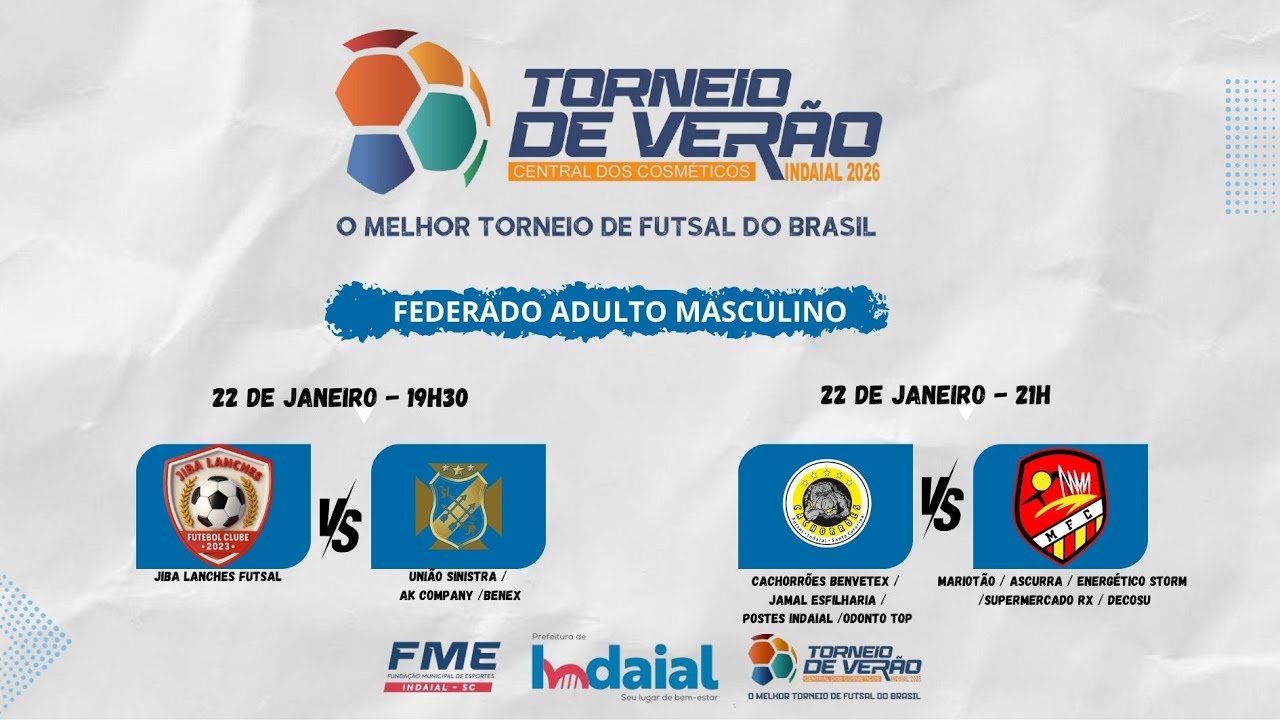 🔴 AO VIVO | 7ª Rodada do 39º Torneio de Verão de Indaial – Central dos Cosméticos