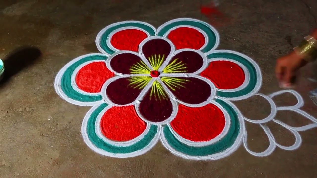 mattuPongal special  🌻diyamuggulu beautiful rangoli 32🌻mattu pongal flowers kolam