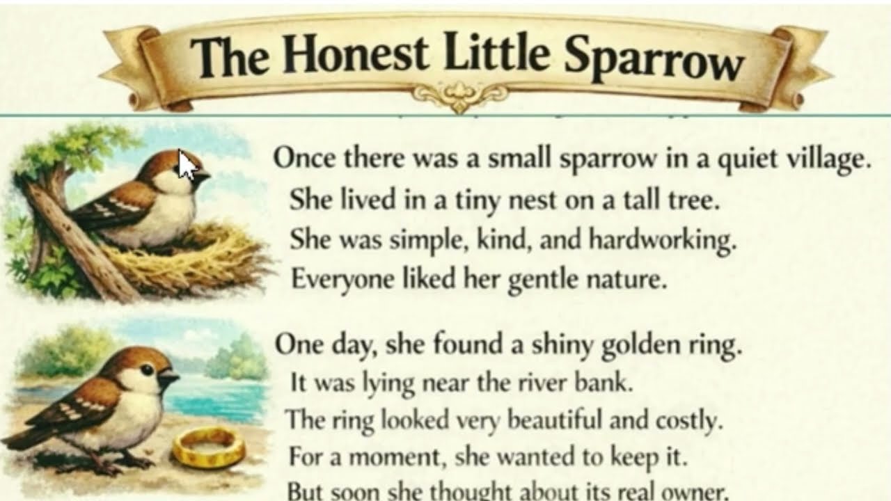 The Honest Little Sparrow | How to read English  | English reading practice | English learning ||
