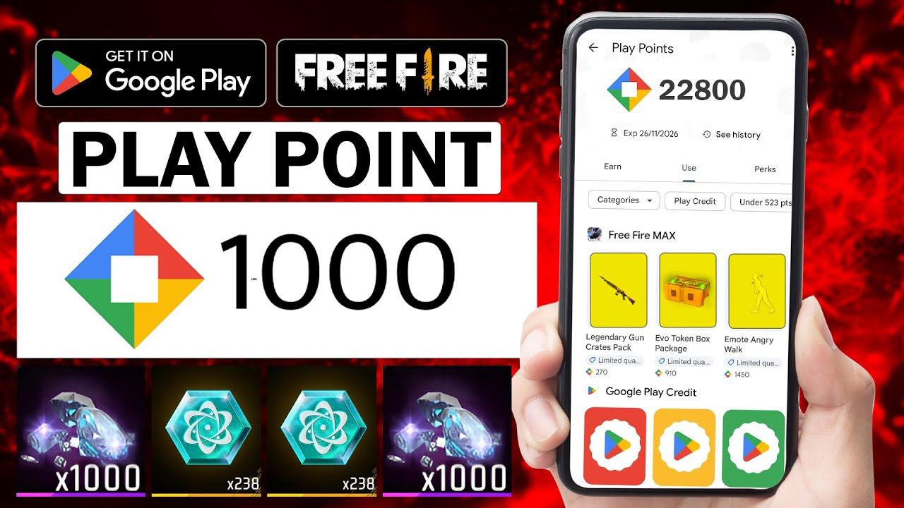 How To Get a Play Point for Free Fire | Google Play Point Kaise Le | Free Fire x Google Play Store 