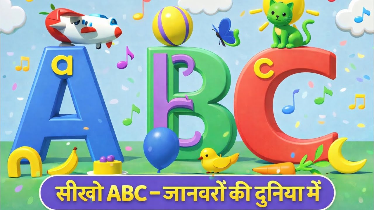 ABC सीखो जानवरों के संग 🎵 🐊🐶Learn Letters🦁🐘 ​#kids #learn #viral #abcd #song 