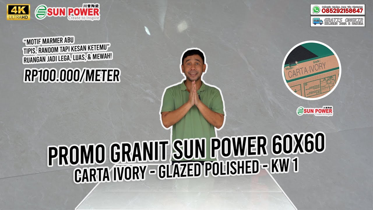 GRANIT MOTIF MARMER CUMA Rp100.000/METER - SUN POWER CARTA IVORY❗ GLAZE POLISH, 60X60, KW 1🤩 PROMO❗❗