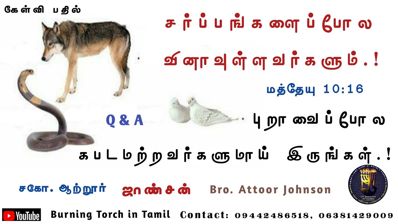 சர்ப்பங்களைப்போல வினாவுள்ளவர்களுமாய்?||wise as serpents?||Q&A||matthew10:16||Attoor Johnson
