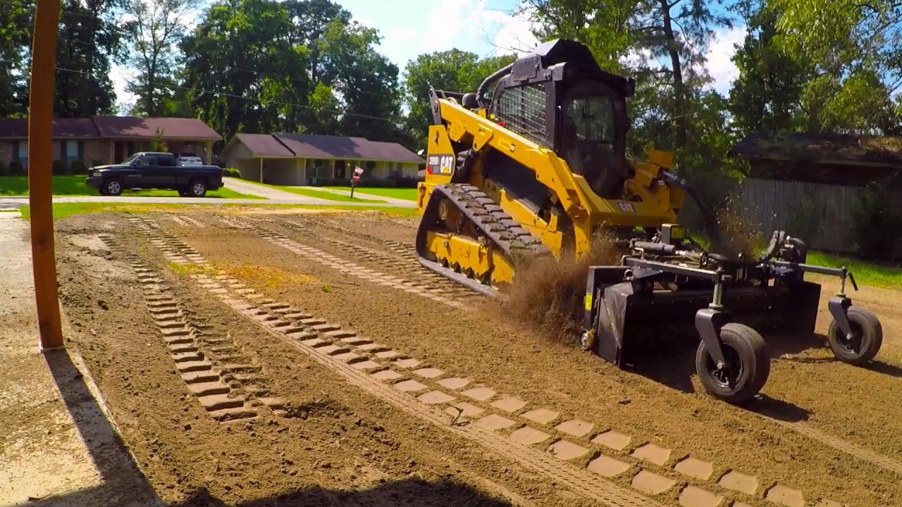 Power Box Harley Rake Lawn Resurfacing With Cat 299D2 XHP