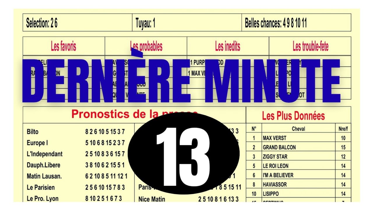 DERNIÈRE MINUTE LA PYRAMIDE DES CHANCES TIERCÉ MAGAZINE PROGRAMME QUINTÉ TURFOMANIA 10/03/26
