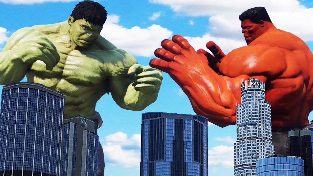GTA5 绿巨人对抗红巨人 洛圣都就要灭亡了！ GREEN HULK vs RED HULK (OMG😱)