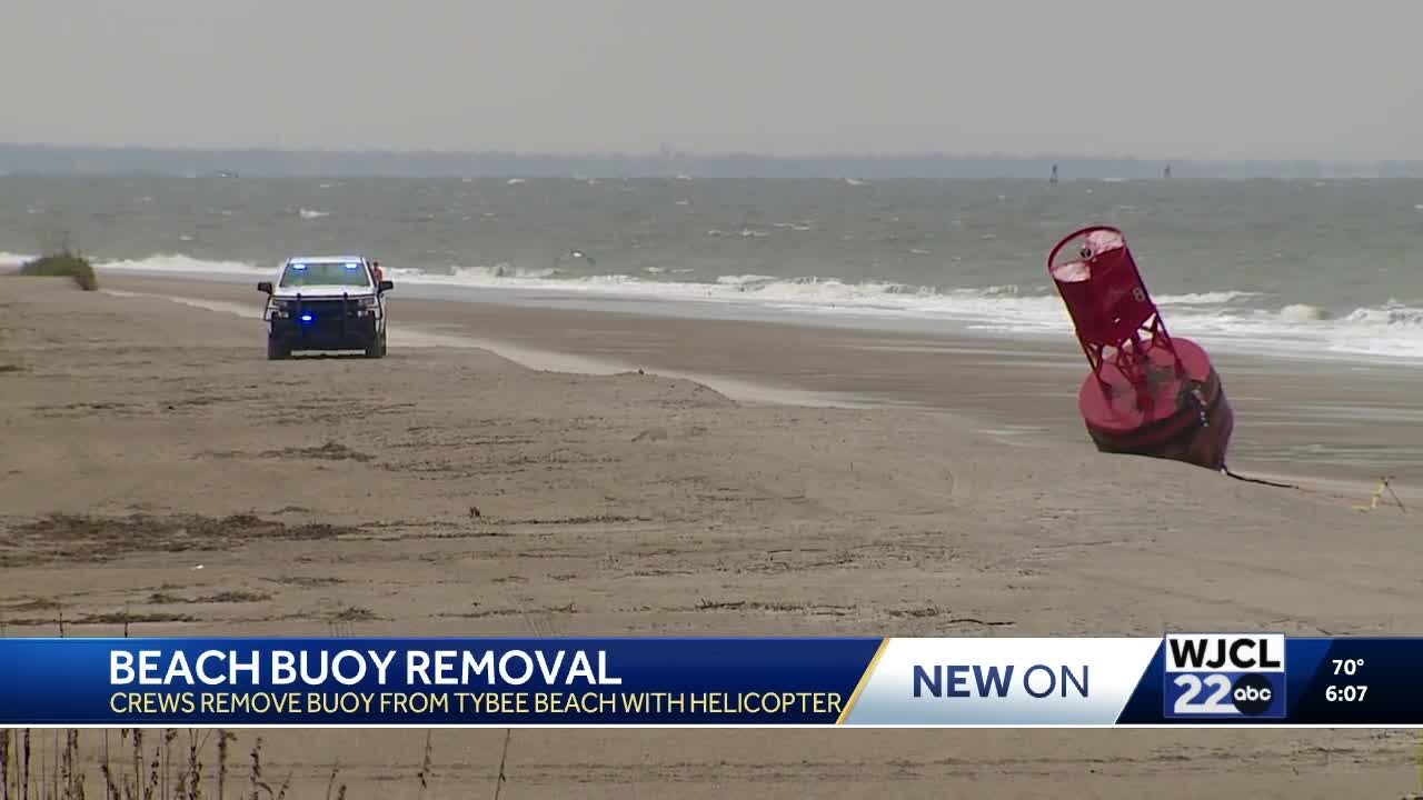 Massive buoy removed from Tybee Island beach after rare arrival
