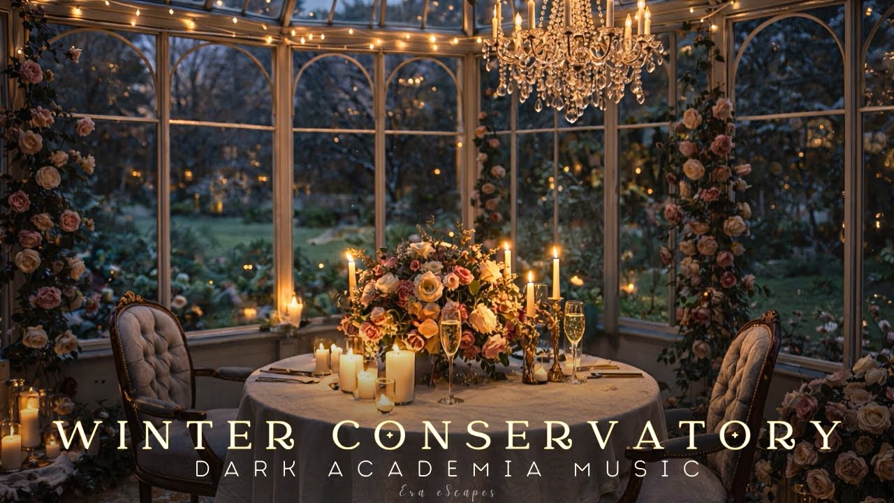 Romantic Evening in a Winter Conservatory | Dark Academia Piano for Study, Reading & Valentine Night