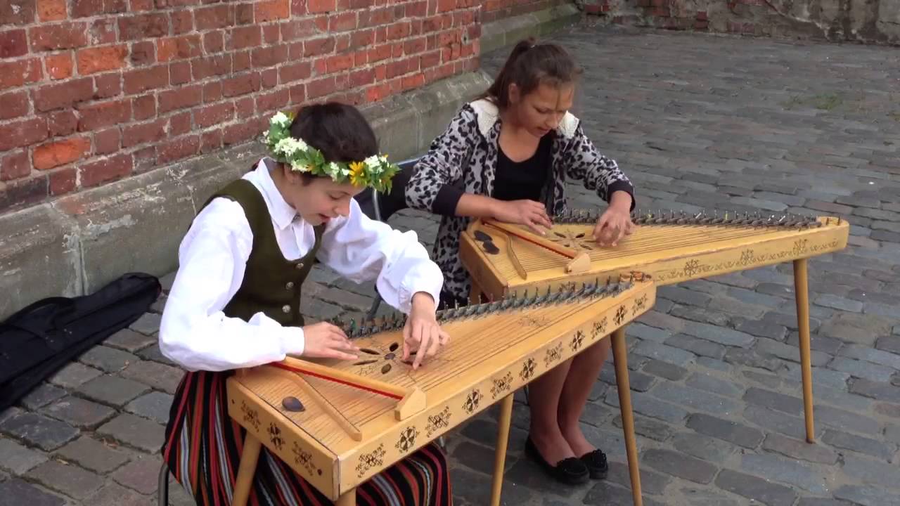 Latvian girls playing folk music