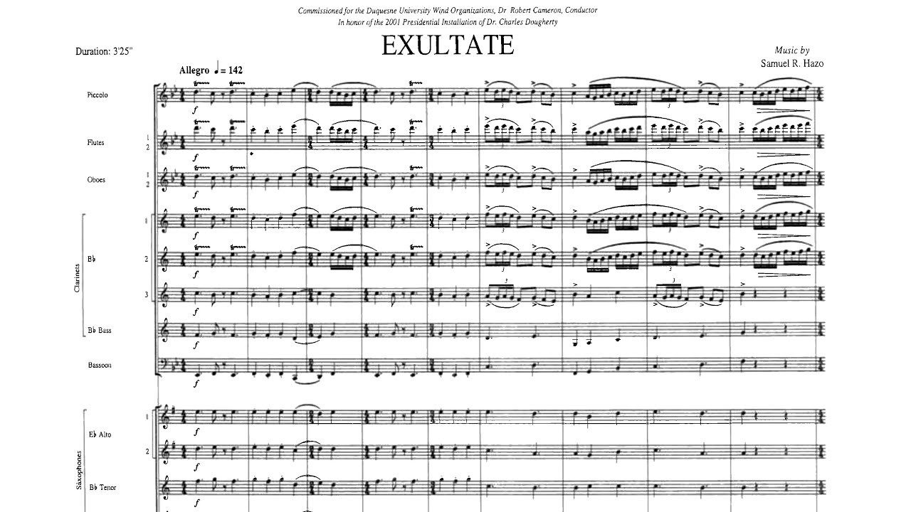 [Score] Samuel Hazo - Exultate (2003) for concert band