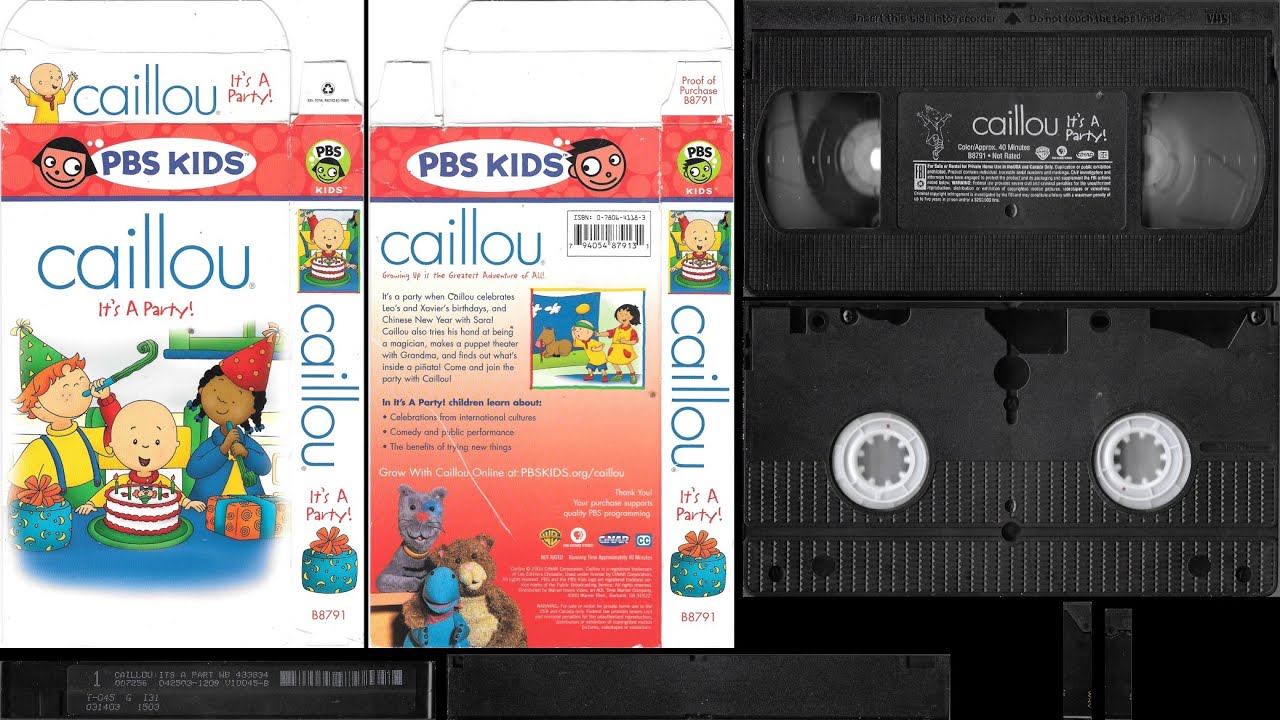 Caillou - It's A Party! (2003, VHS, USA) - Original Warner Home Video Print - (VHS Tape Rip)