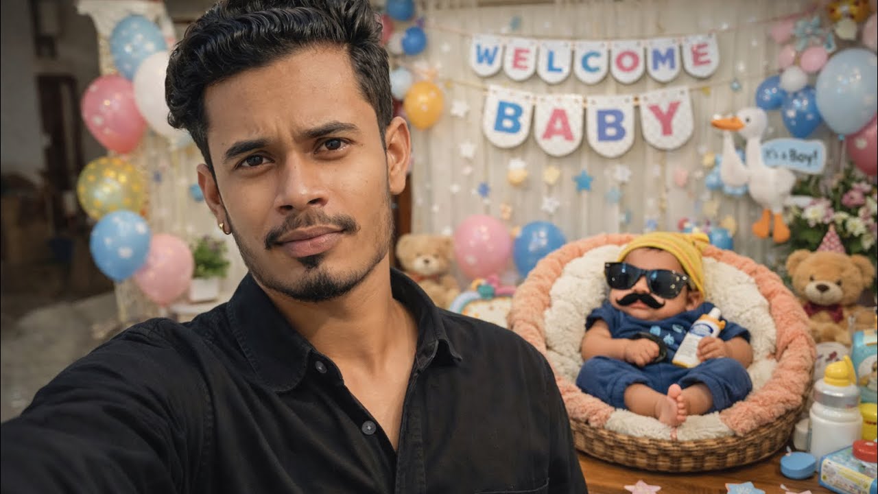 “Little guest, big laughs! A fun welcome for the newest family star! 🌟👶😄”