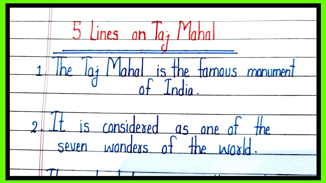 Essay on Taj Mahal in english/5 lines essay on Taj Mahal in english/Taj Mahal par nibandh 
