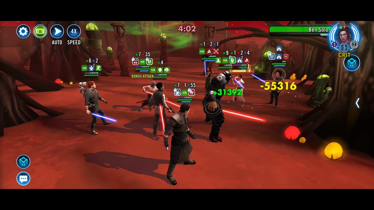 SWGOH Grand Arena 5v5 Unaligned Force Users vs Rey, Ezra Bridger (Exile) and Ahsoka Tano (Fulcrum)