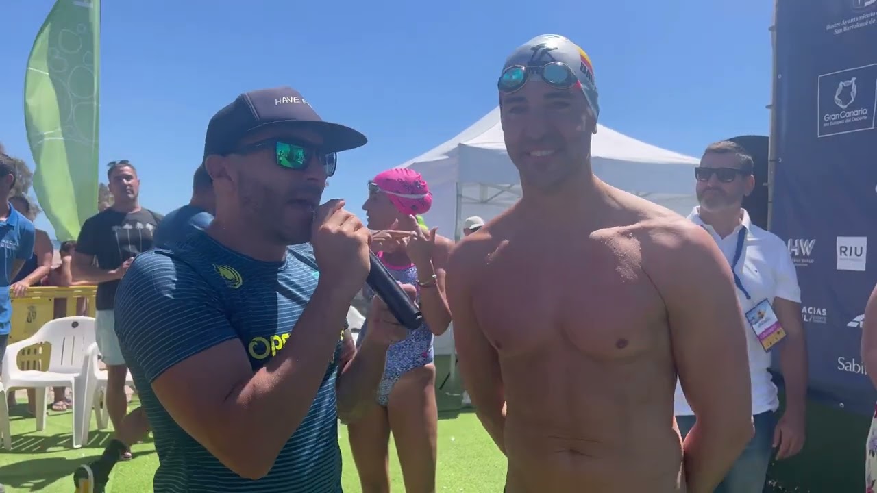 Eduard Mannanov y Elena Sarmiento, imbatibles en la XII travesía a nado Maspalomas Open Water