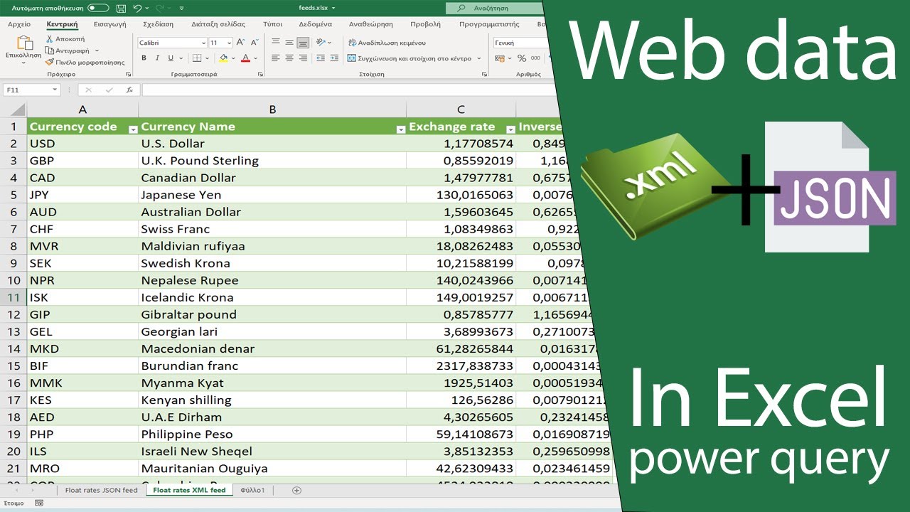 XML + JSON δεδομένα από το Internet στο Excel - Power query