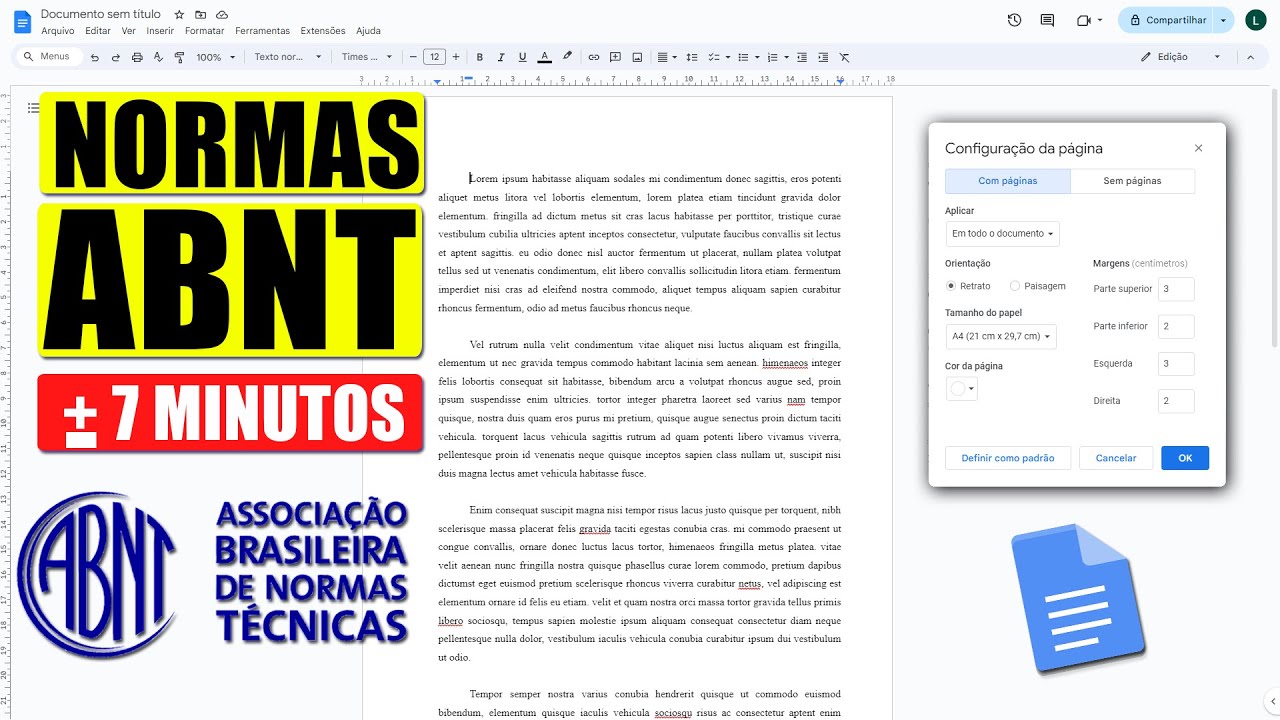 Normas ABNT 2025: Passo a Passo para FORMATAR TRABALHO no GOOGLE DOCS
