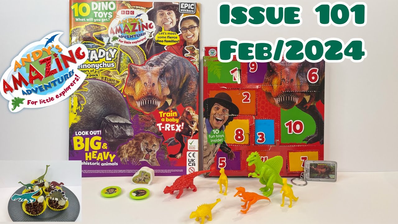 Andy’s Amazing Adventures Magazine, issue 101, Feb/2024, with 10 Days of Dino Surprises!!! 🦕🦖