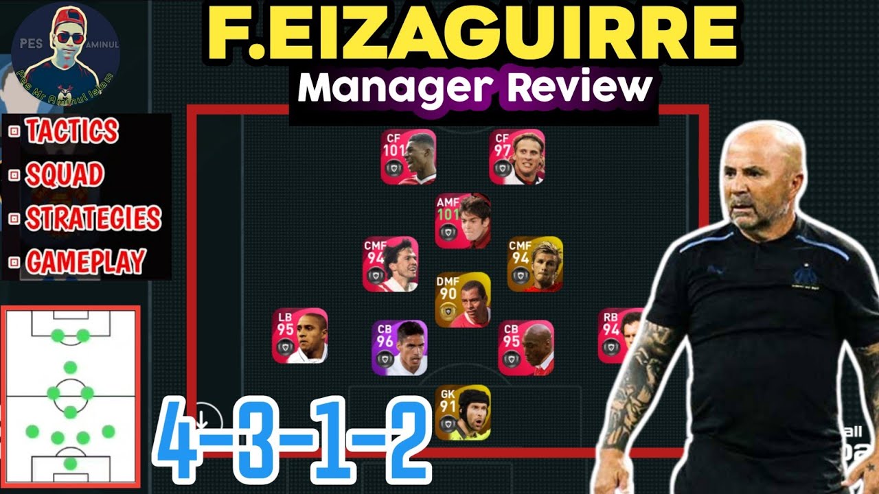 F.EIZAGUIRRE 4312 MANAGER REVIEW | Best 4-3-1-2 Counter Attack Manager In Pes 2021 Mobile
